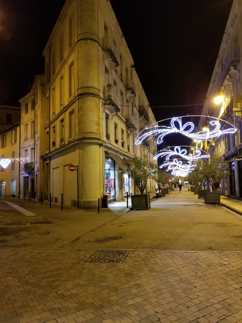 Illuminated street with lights decoration