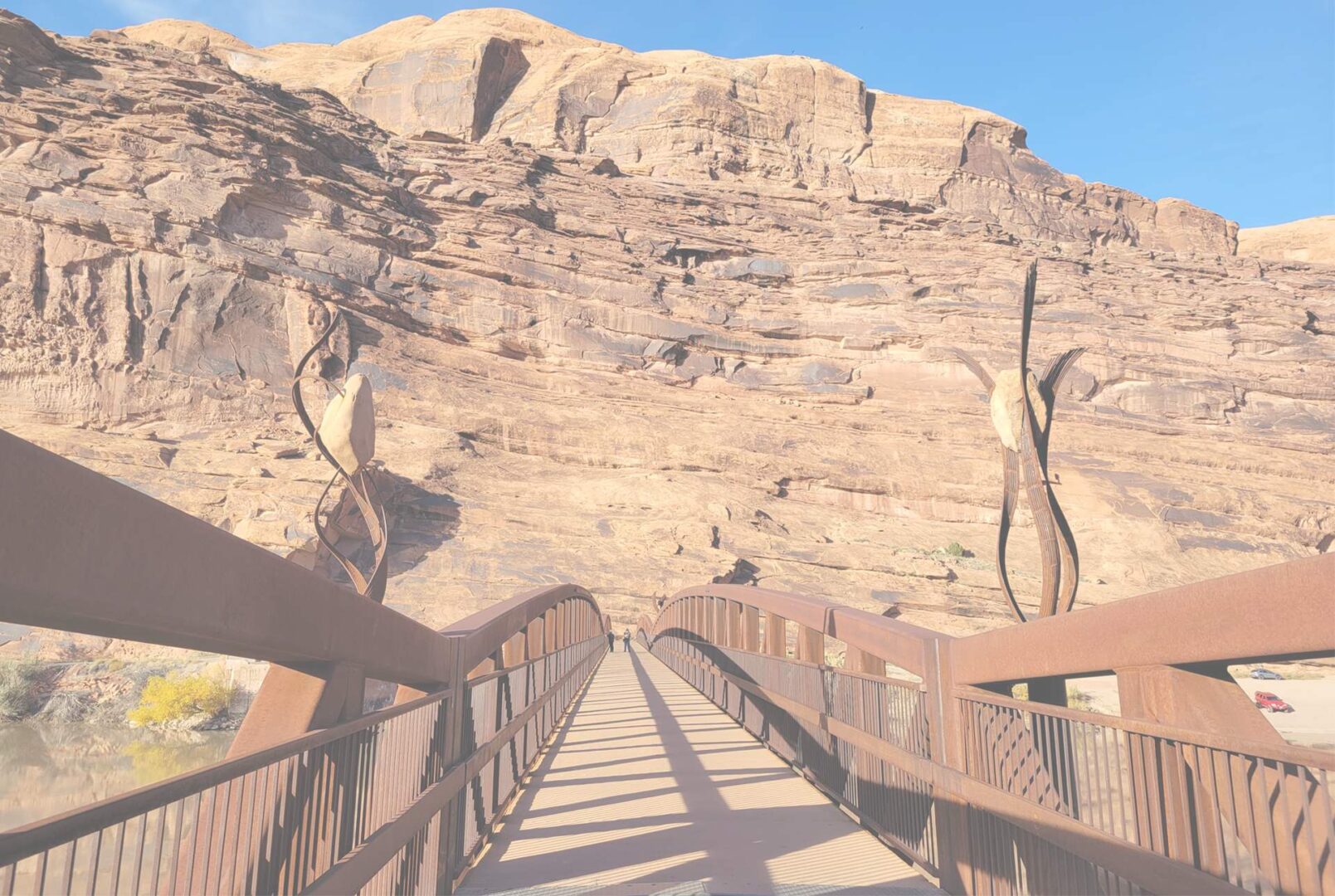 The incredible rock geology with bridge crossing