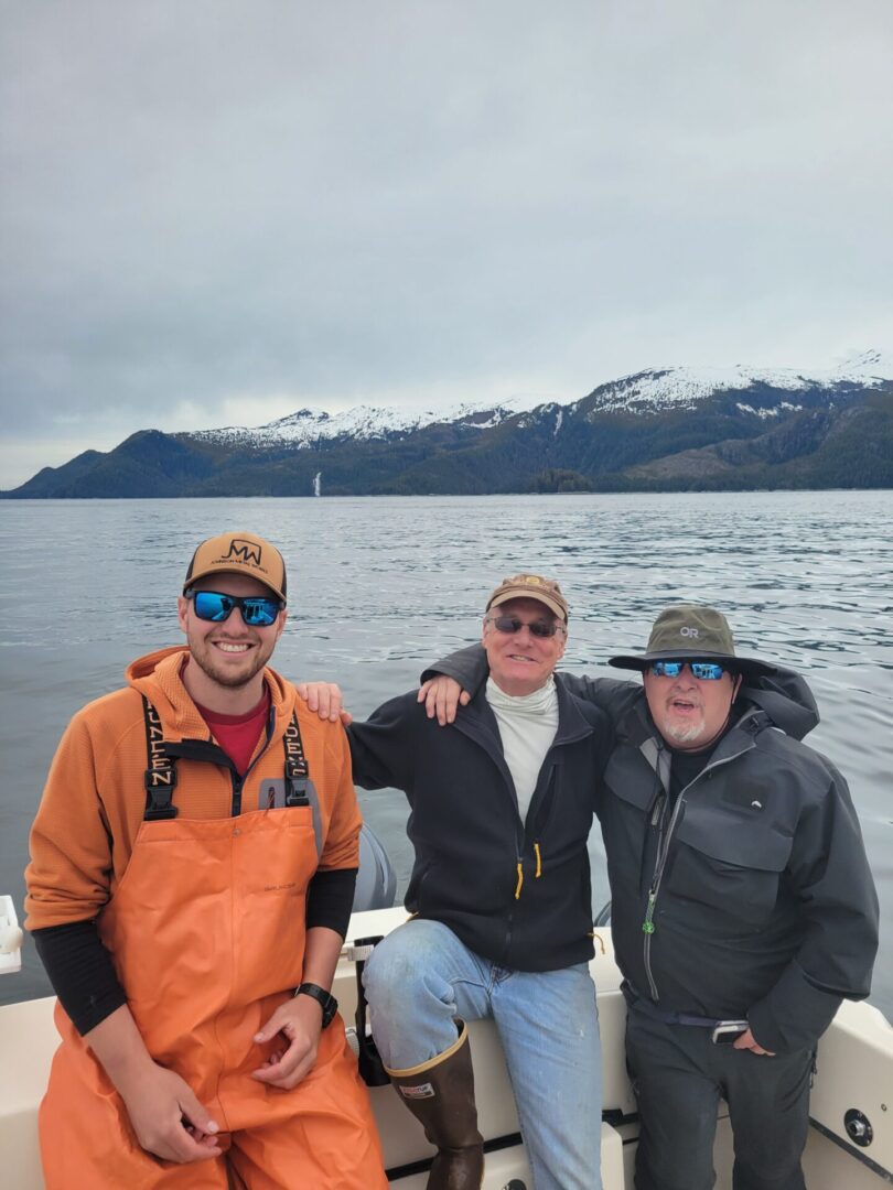 In a boat on the Alaska river